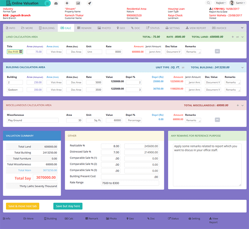 Valuation Form Valuation Form